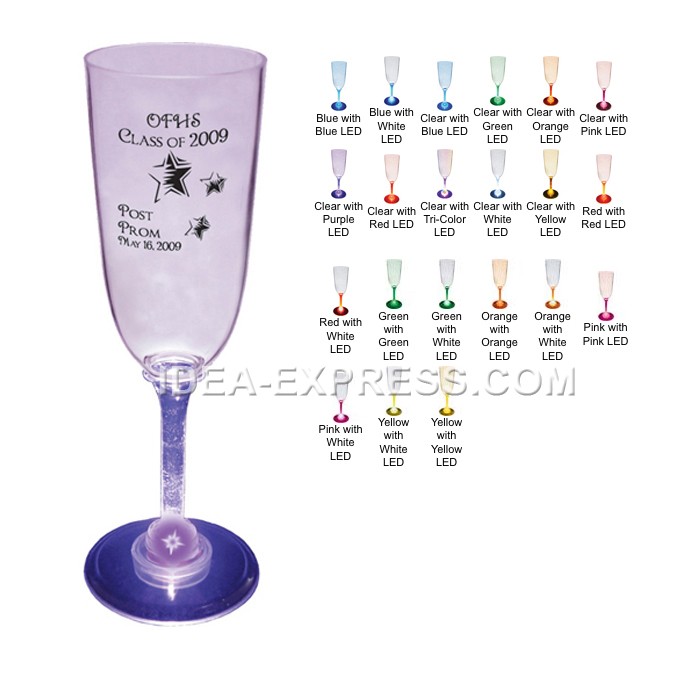 7 oz Acrylic Lighted Standard Stem Champagne Flutes